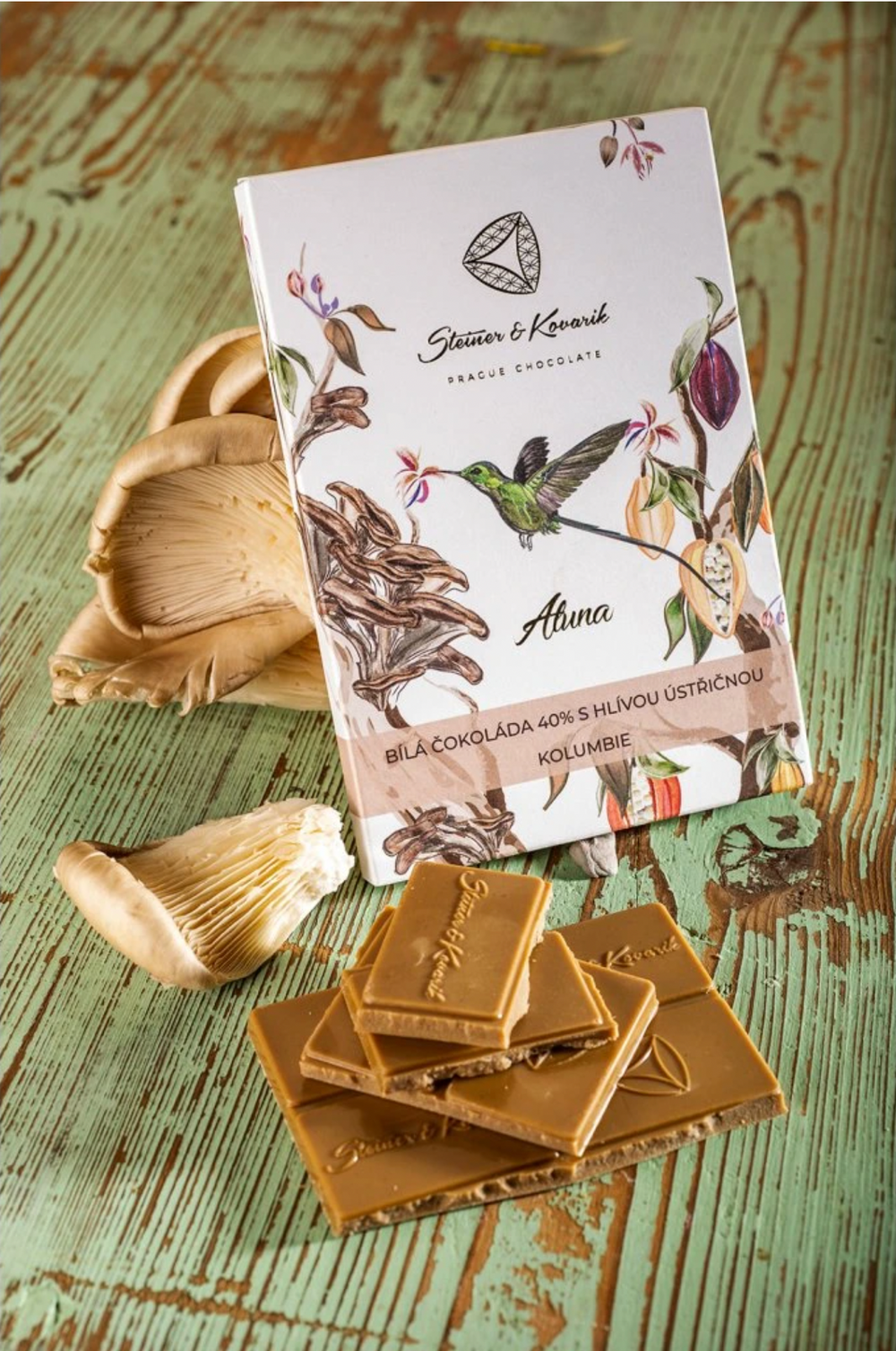 Prague Chocolate - White Chocolate 40% with Oyster Mushrooms