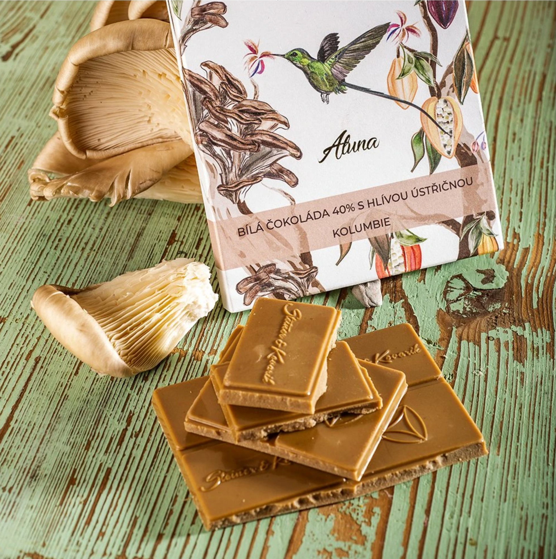 Prague Chocolate - White Chocolate 40% with Oyster Mushrooms