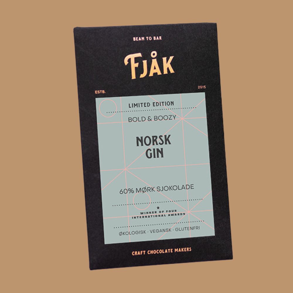 World's Top Dark Chocolate With Alcohol 2022 - Fjak - Norwegian Gin, 50%